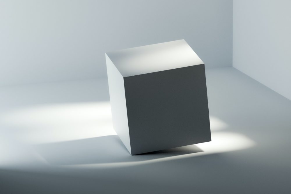 白い空間に正方形のボックス